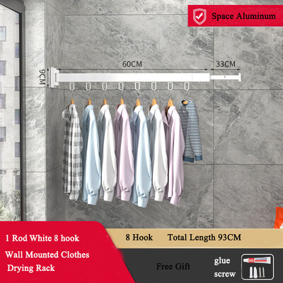 Sulankstoma drabužių kabykla prie sienos ištraukiama audinių džiovinimo lentyna patalpose ir lauke, taupanti namų skalbinių skalbinių linija