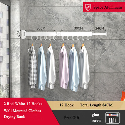 Sulankstoma drabužių kabykla prie sienos ištraukiama audinių džiovinimo lentyna patalpose ir lauke, taupanti namų skalbinių skalbinių linija