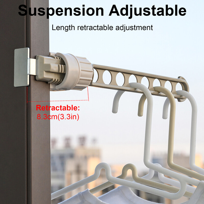 Suport de uscare haine de balcon Suport de uscare Organizator montat pe perete Suport cârlig reglabil de călătorie portabil cadru fereastră cuier haine