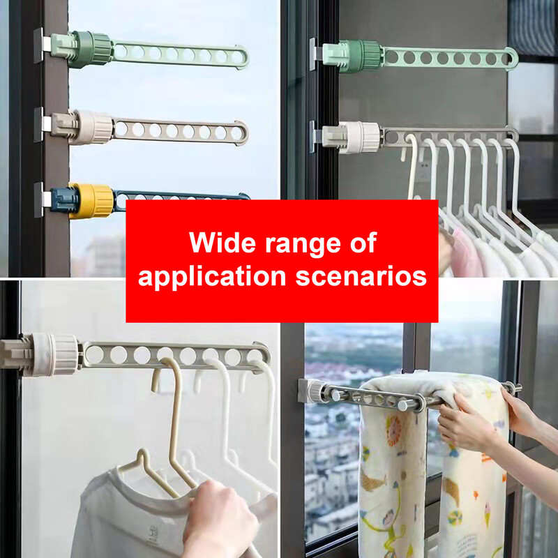 Suport de uscare haine de balcon Suport de uscare Organizator montat pe perete Suport cârlig reglabil de călătorie portabil cadru fereastră cuier haine