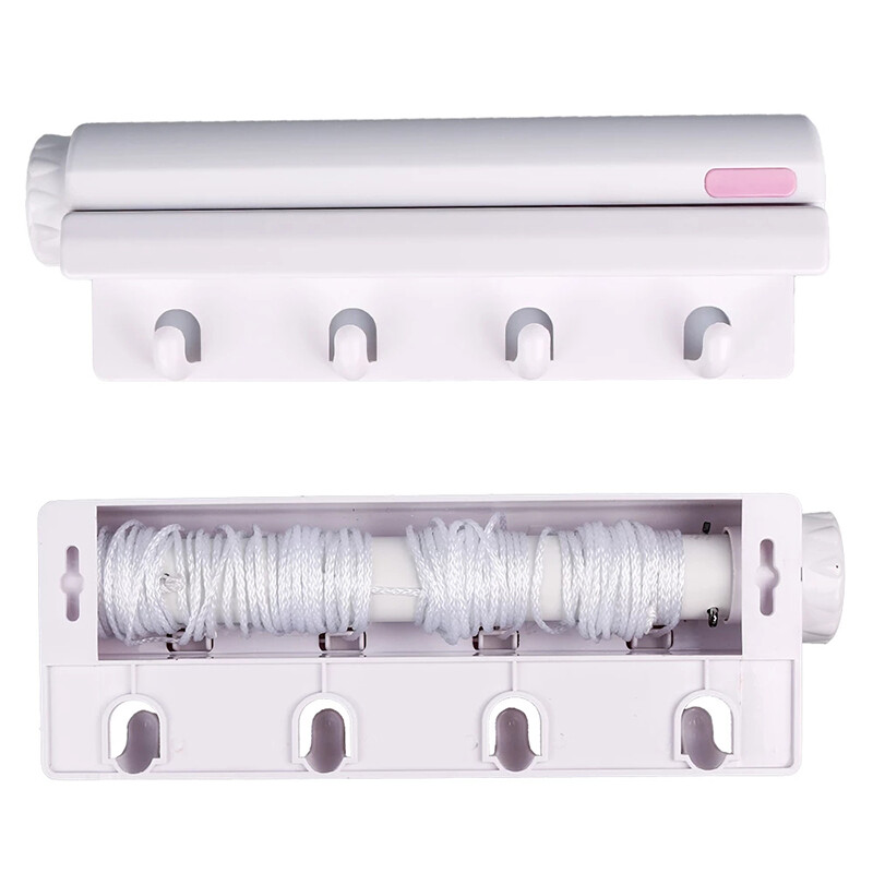 Behúzható ruhafogas Teleszkópos beltéri falra szerelhető ruhaszárító állvány Ruhakötél fürdőszobai otthoni erkélyekhez