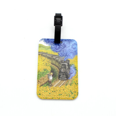 Desen animat nou Van Gogh Pictură Etichetă pentru bagaje Genți portabile creative pandantiv Suport card autobuz Accesorii de călătorie Etichetă pentru bagaje PVC