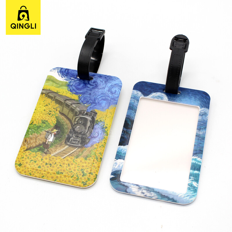Desen animat nou Van Gogh Pictură Etichetă pentru bagaje Genți portabile creative pandantiv Suport card autobuz Accesorii de călătorie Etichetă pentru bagaje PVC