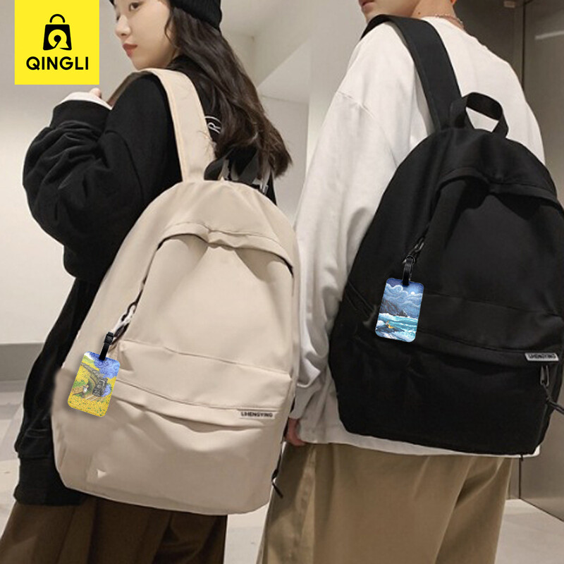 Desen animat nou Van Gogh Pictură Etichetă pentru bagaje Genți portabile creative pandantiv Suport card autobuz Accesorii de călătorie Etichetă pentru bagaje PVC