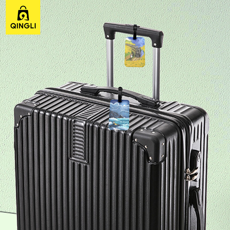 Desen animat nou Van Gogh Pictură Etichetă pentru bagaje Genți portabile creative pandantiv Suport card autobuz Accesorii de călătorie Etichetă pentru bagaje PVC