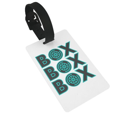 Box Box Box F1 padangų mišinio baltas tekstas dizainas bagažo etiketės lagaminų priedai Kelioninio bagažo įlaipinimo etiketė Nešiojama etiketė