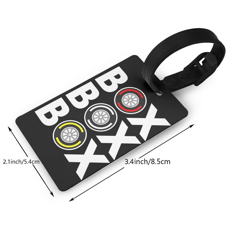 Box Box Box F1 padangų mišinio baltas tekstas dizainas bagažo etiketės lagaminų priedai Kelioninio bagažo įlaipinimo etiketė Nešiojama etiketė
