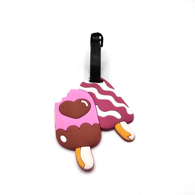 Kūrybingos animacinės lagaminų etiketės Nauji kelionių dalykėliai PVC mėsainiai bulvytės Ledai formos bagažo etiketė Lengva identifikuoti lagaminų etiketes