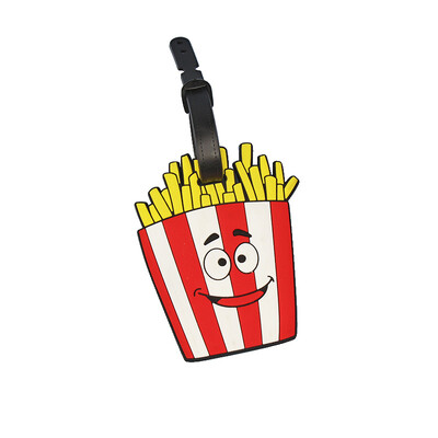 Kūrybingos animacinės lagaminų etiketės Nauji kelionių dalykėliai PVC mėsainiai bulvytės Ledai formos bagažo etiketė Lengva identifikuoti lagaminų etiketes