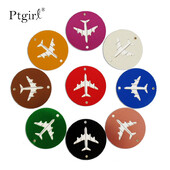 Alumíniumötvözet kör alakú poggyászcímkék Repülőgép alakja Ellenőrzött beszállási liftek Ptgirl utazási kiegészítők 2019 divatos poggyászcímke