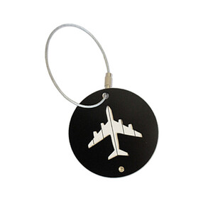 Alumíniumötvözet kör alakú poggyászcímkék Repülőgép alakja Ellenőrzött beszállási liftek Ptgirl utazási kiegészítők 2019 divatos poggyászcímke