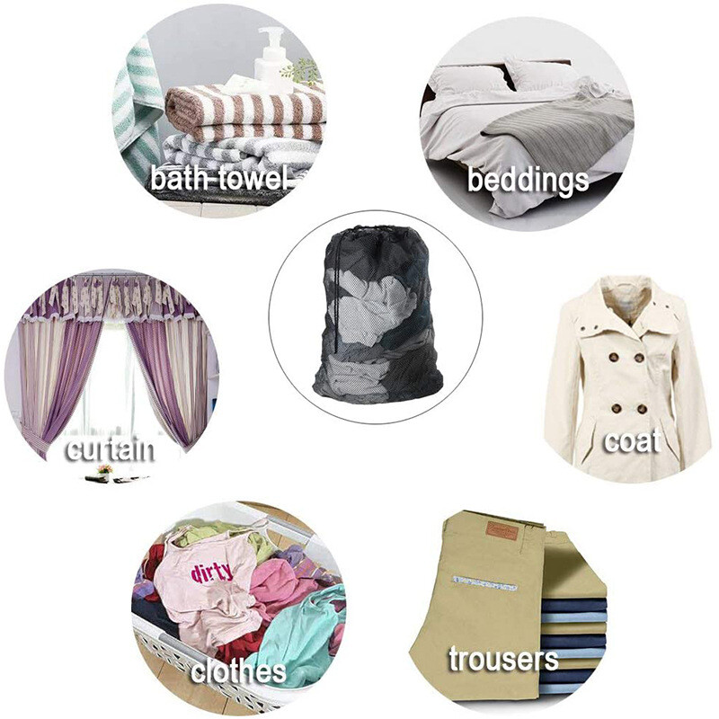 Suure suurusega pesu võrkkott Ühevärviline pingutusnöör pesukott Kinnijäämisvastane deformatsioonivastane võrk riiete pesukott 60x90cm