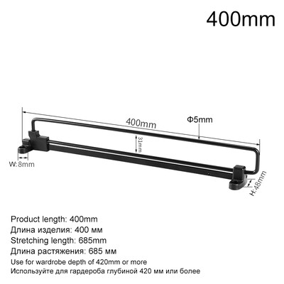 2kom podesive šipke za odjeću Ormar koji se izvlači na izvlačenje Vješalica za odjeću Ormar Šipka za držače Organizator Stalak Šipke za ormar