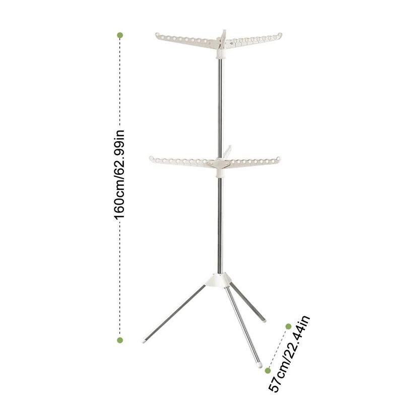 Háromlábú ruhaszárító állvány Összehajtható hordozható, helytakarékos ruhaszárító állványok Rozsdamentes acél teleszkópos ruhaszárítás függesztve