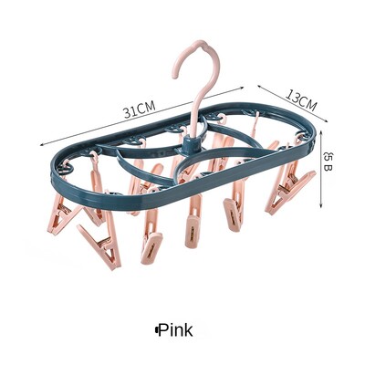Suport de uscare din plastic 12 agrafe Rezistent la vânt Multifuncțional pentru cămin pentru uz casnic Lenjerie intima șosete Suport pentru uscare #2890