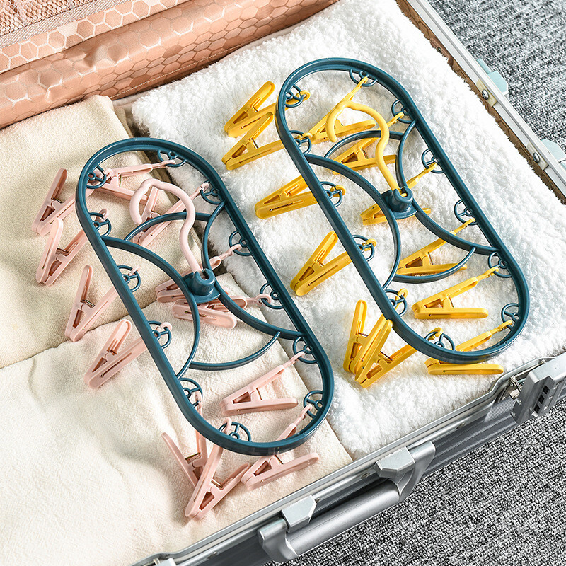 Suport de uscare din plastic 12 agrafe Rezistent la vânt Multifuncțional pentru cămin pentru uz casnic Lenjerie intima șosete Suport pentru uscare #2890