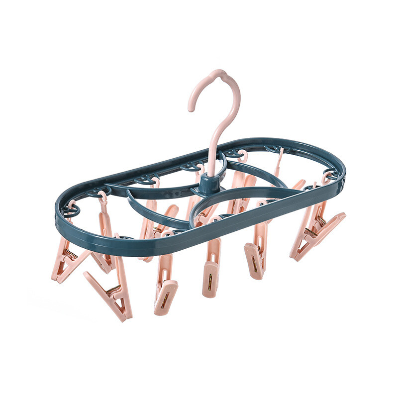 Suport de uscare din plastic 12 agrafe Rezistent la vânt Multifuncțional pentru cămin pentru uz casnic Lenjerie intima șosete Suport pentru uscare #2890