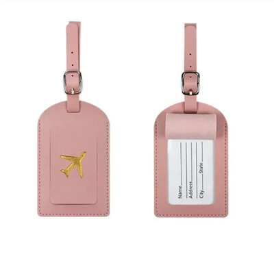 Etichetă pentru bagaje de afaceri din piele ștanțată Etichetă pentru adresă valiză Etichetă cutie de îmbarcare pentru bagaje Nume ID Adresă Clip Accesorii de călătorie