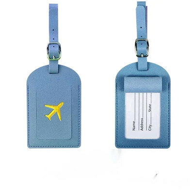 Etichetă pentru bagaje de afaceri din piele ștanțată Etichetă pentru adresă valiză Etichetă cutie de îmbarcare pentru bagaje Nume ID Adresă Clip Accesorii de călătorie