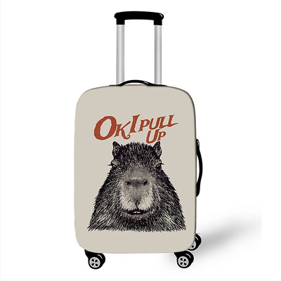 Juokingas „Capybara Print“ bagažo dangtelis „Travel Kawaii Cartoon“ elastinis vežimėlio dėklo dangtelis nuo dulkių lagaminų apsauginiai dangteliai