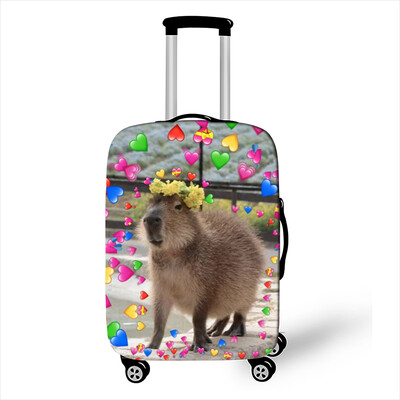 Juokingas „Capybara Print“ bagažo dangtelis „Travel Kawaii Cartoon“ elastinis vežimėlio dėklo dangtelis nuo dulkių lagaminų apsauginiai dangteliai