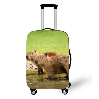 Juokingas „Capybara Print“ bagažo dangtelis „Travel Kawaii Cartoon“ elastinis vežimėlio dėklo dangtelis nuo dulkių lagaminų apsauginiai dangteliai