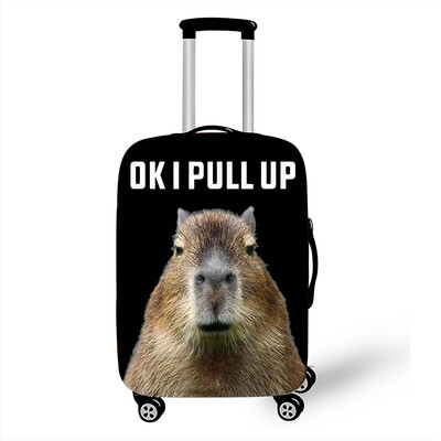Juokingas „Capybara Print“ bagažo dangtelis „Travel Kawaii Cartoon“ elastinis vežimėlio dėklo dangtelis nuo dulkių lagaminų apsauginiai dangteliai