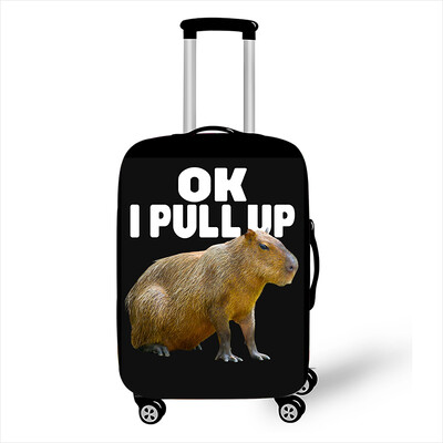 Juokingas „Capybara Print“ bagažo dangtelis „Travel Kawaii Cartoon“ elastinis vežimėlio dėklo dangtelis nuo dulkių lagaminų apsauginiai dangteliai