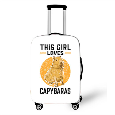 Juokingas „Capybara Print“ bagažo dangtelis „Travel Kawaii Cartoon“ elastinis vežimėlio dėklo dangtelis nuo dulkių lagaminų apsauginiai dangteliai