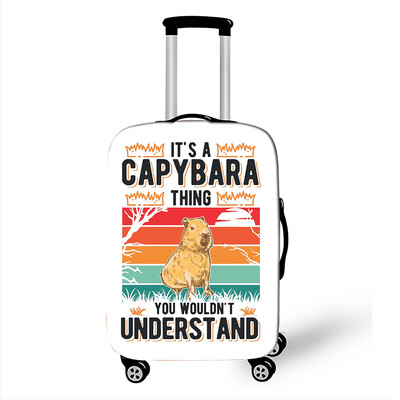 Juokingas „Capybara Print“ bagažo dangtelis „Travel Kawaii Cartoon“ elastinis vežimėlio dėklo dangtelis nuo dulkių lagaminų apsauginiai dangteliai