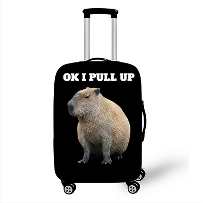 Juokingas „Capybara Print“ bagažo dangtelis „Travel Kawaii Cartoon“ elastinis vežimėlio dėklo dangtelis nuo dulkių lagaminų apsauginiai dangteliai