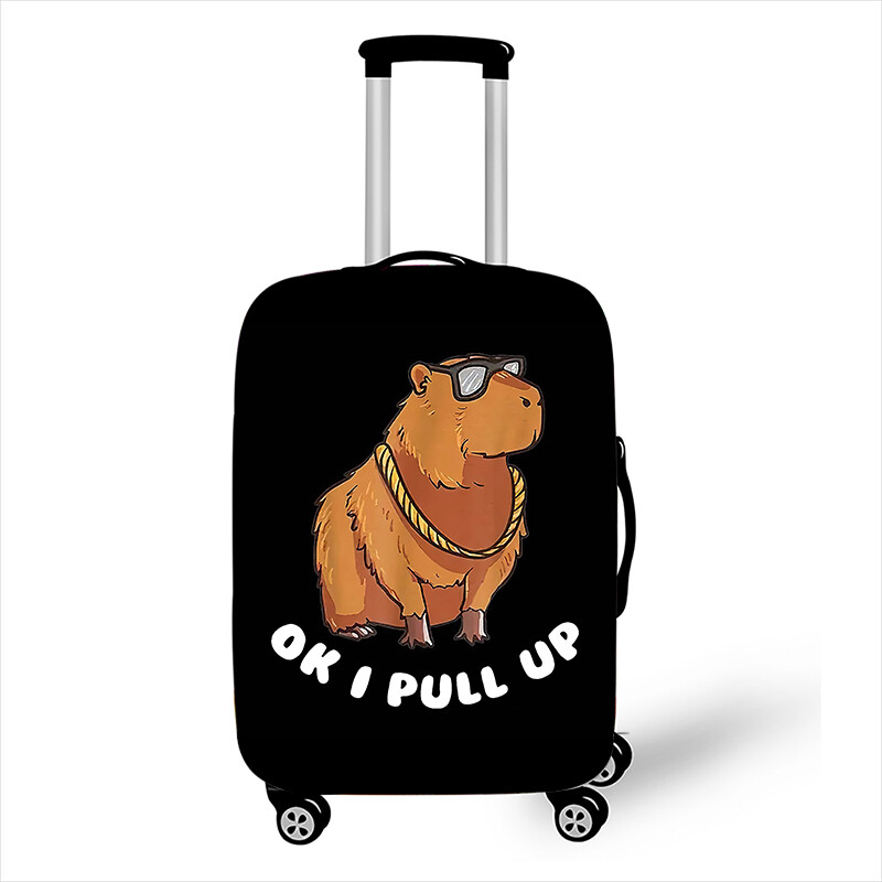 Juokingas „Capybara Print“ bagažo dangtelis „Travel Kawaii Cartoon“ elastinis vežimėlio dėklo dangtelis nuo dulkių lagaminų apsauginiai dangteliai
