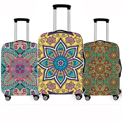 Mandala Flower εμπριμέ κάλυμμα αποσκευών για Travel Fashion Καλύμματα βαλίτσας κατά της σκόνης Ελαστικό κάλυμμα θήκης τρόλεϊ