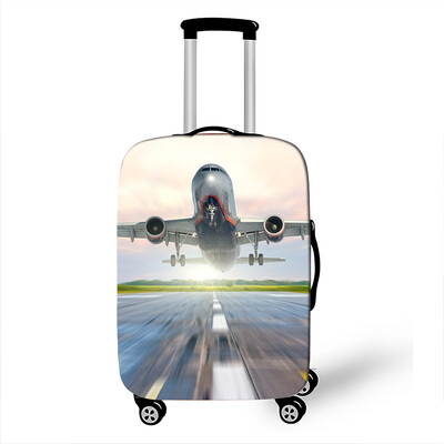 Car Go Travel Camping Spausdinti bagažo dangčius 18–32 colių elastingas vežimėlio dėklas, 3D žemėlapis, lėktuvas, apsaugantis nuo dulkių lagamino dangtis