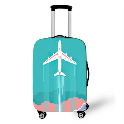 Car Go Travel Camping Spausdinti bagažo dangčius 18–32 colių elastingas vežimėlio dėklas, 3D žemėlapis, lėktuvas, apsaugantis nuo dulkių lagamino dangtis