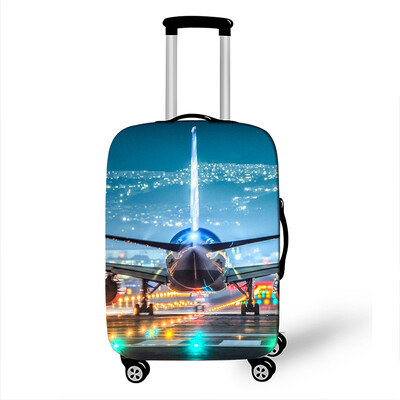 Car Go Travel Camping Spausdinti bagažo dangčius 18–32 colių elastingas vežimėlio dėklas, 3D žemėlapis, lėktuvas, apsaugantis nuo dulkių lagamino dangtis