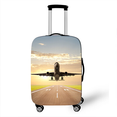 Car Go Travel Camping Spausdinti bagažo dangčius 18–32 colių elastingas vežimėlio dėklas, 3D žemėlapis, lėktuvas, apsaugantis nuo dulkių lagamino dangtis