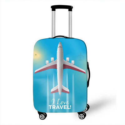 Car Go Travel Camping Spausdinti bagažo dangčius 18–32 colių elastingas vežimėlio dėklas, 3D žemėlapis, lėktuvas, apsaugantis nuo dulkių lagamino dangtis