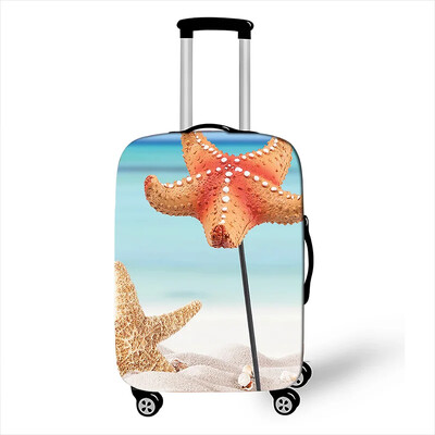 Beach Starfish Print Bőröndhuzat Női Utazási Bőrönd Rugalmas Védő Huzat Porálló "18-32" Diák poggyászhuzat
