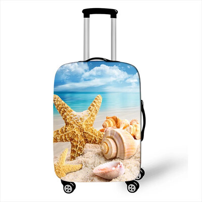 Beach Starfish Print Bőröndhuzat Női Utazási Bőrönd Rugalmas Védő Huzat Porálló "18-32" Diák poggyászhuzat