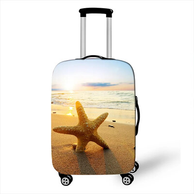 Beach Starfish Print Bőröndhuzat Női Utazási Bőrönd Rugalmas Védő Huzat Porálló "18-32" Diák poggyászhuzat