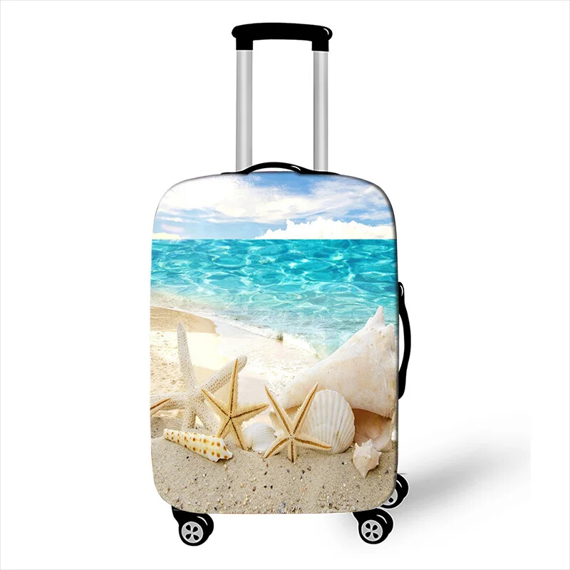 Beach Starfish Print Bőröndhuzat Női Utazási Bőrönd Rugalmas Védő Huzat Porálló "18-32" Diák poggyászhuzat