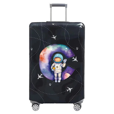 Csomagvédő vastag, rugalmas csomagvédő huzatok Print Astronaut sorozat 18-32 hüvelykes bőröndhuzatokhoz, utazási kiegészítőkhöz