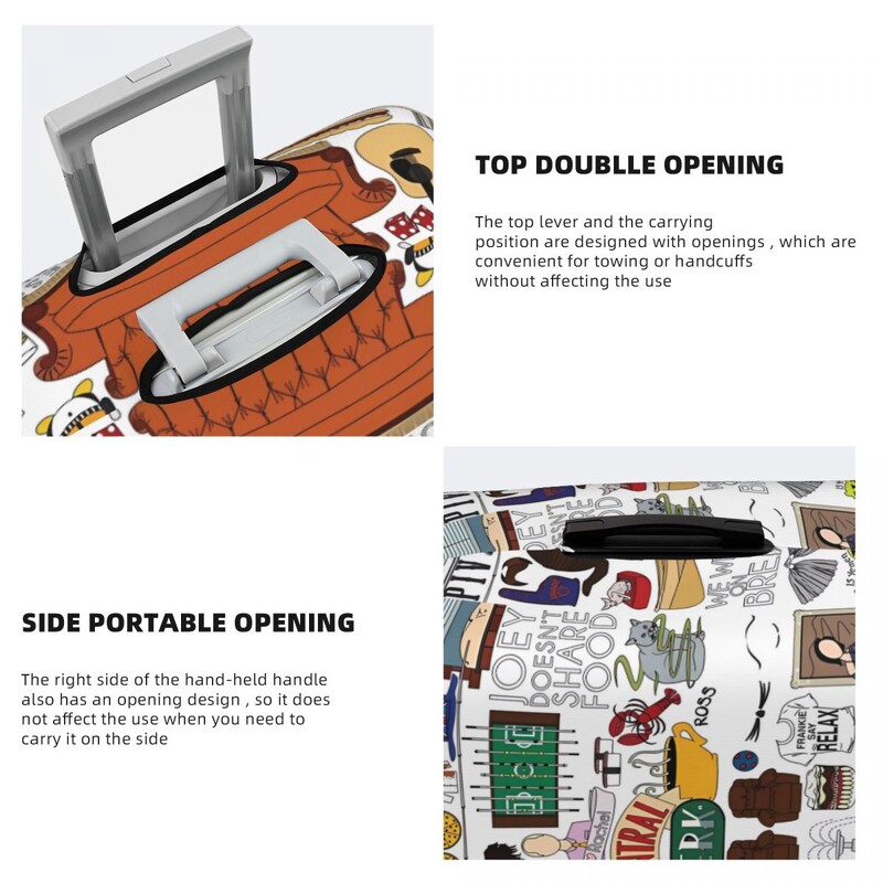 Draugai TV laida Spausdinti lagamino viršelis Kelionės kruizinės kelionės atostogos Elastinė bagažo dėklo apsauga