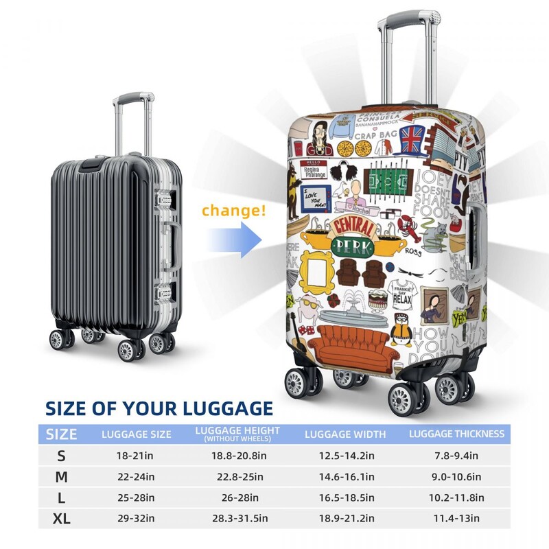 Draugai TV laida Spausdinti lagamino viršelis Kelionės kruizinės kelionės atostogos Elastinė bagažo dėklo apsauga