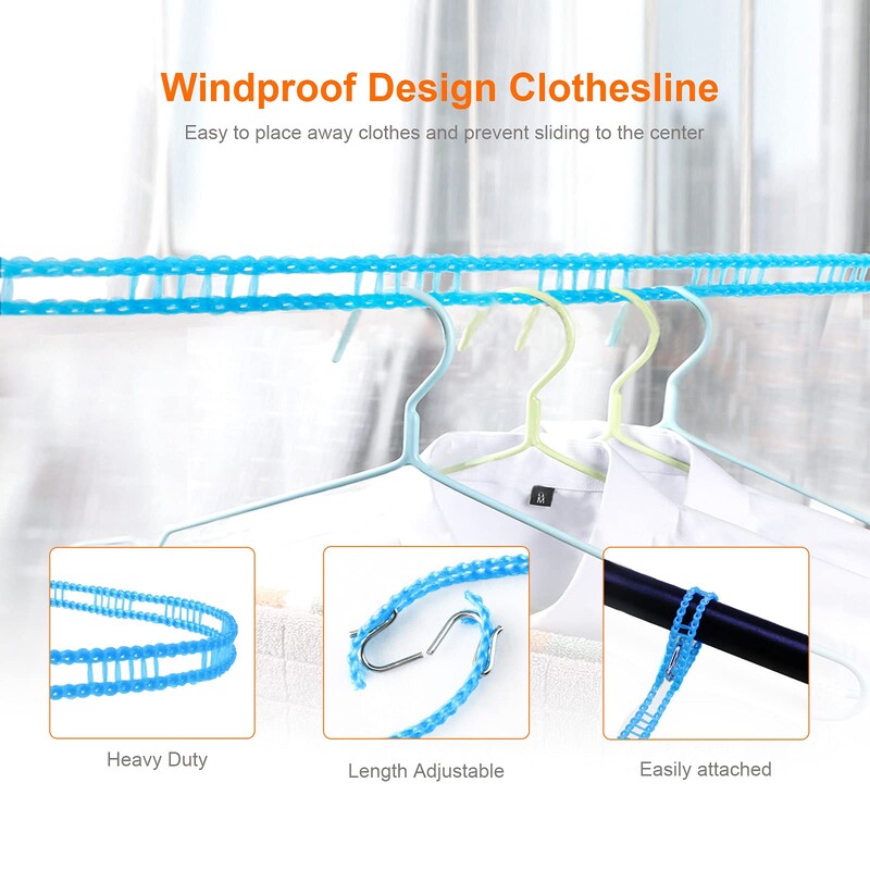 Clothes Horse Clothesline Nylon Αντιολισθητικά Ρούχα Σχοινί για στέγνωμα, 10M Travel Outdoor Clothes Line συλλογή