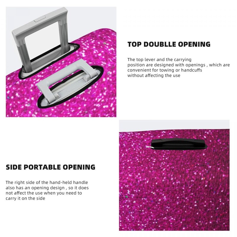 Fémes csillogó nyomtatású bőröndborító rózsaszín ombre csillog, szórakoztató utazási védő csomagtartó repülés