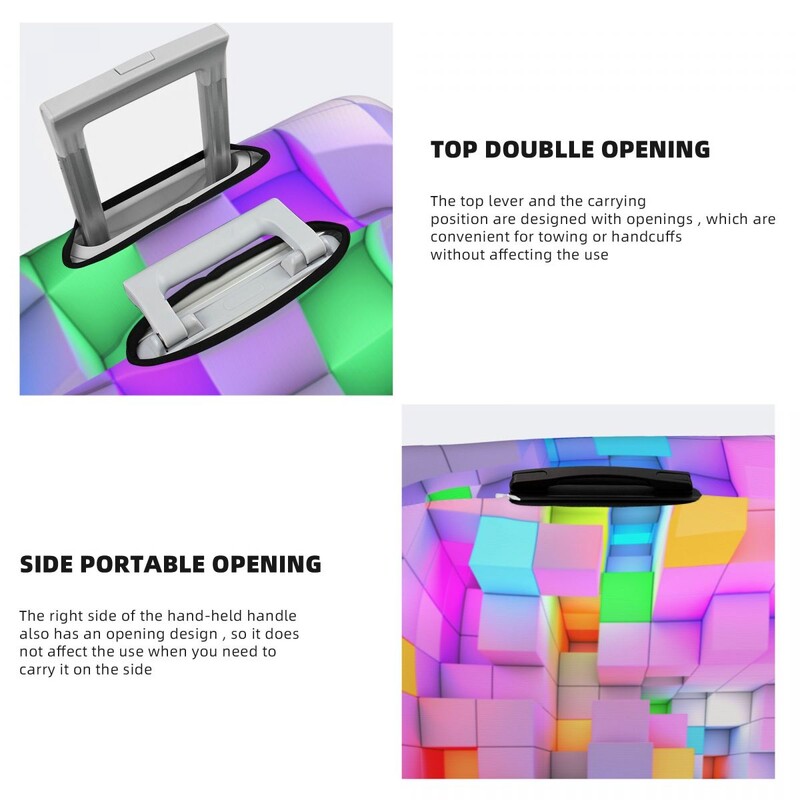 3D színes világos kockák bőröndhuzat Absztrakt utazási védelem vakációs gyakorlati poggyász kellékek