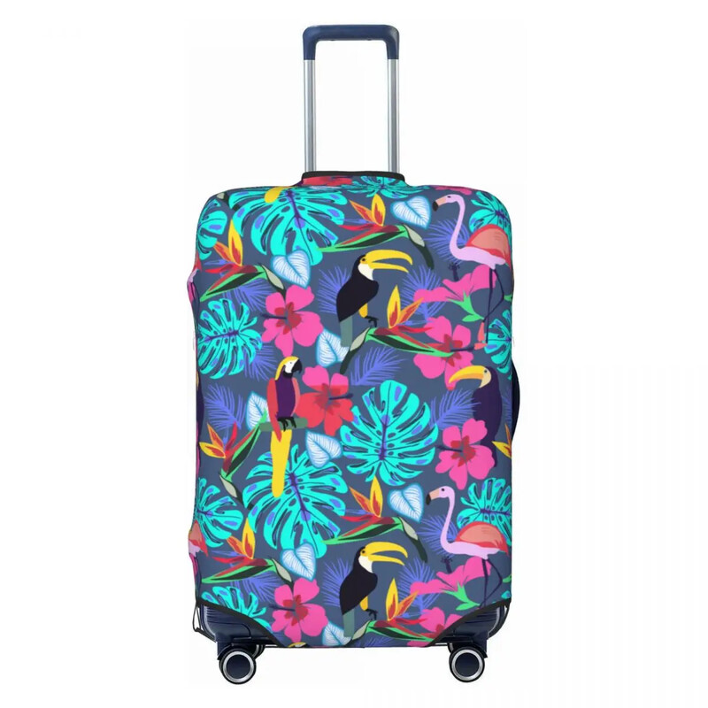 Atogrąžų augalai Lagamino užvalkalas Flamingo Toucan Parrot Travel Individualiai pagamintas apsauginis atostogas Elastingi bagažo priedai