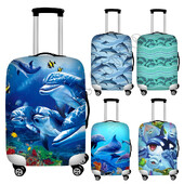 Ocean Style Dolphin Print poggyászvédő porvédők, rugalmas 18-32 hüvelykes utazási bőröndvédő poggyásztakarók